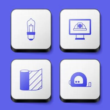 Set Light bulb, Worker safety helmet, Wallpaper and Roulette construction icon Stock Illustration
