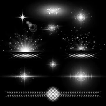 Set light effect on a black background Stock Illustration