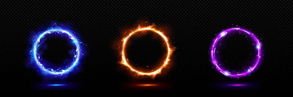 Set of light effect circles Illustrazione stock