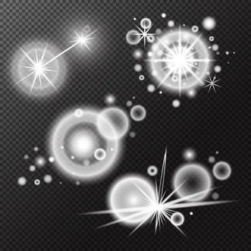 Set Light effect, Isolated flare, explosion glitter dust line solar flare spa Stock Illustration