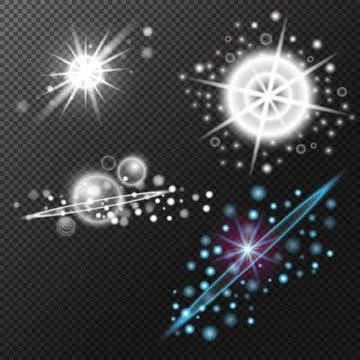 Set Light effect, Isolated flare, explosion glitter dust line solar flare spa Stock Illustration