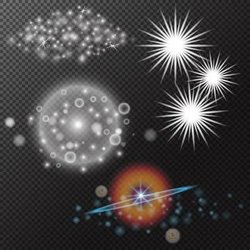 Set Light effect, Isolated flare, explosion glitter dust line solar flare spa Stock Illustration