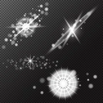 Set Light effect, Isolated flare, explosion glitter dust line solar flare spa Stock Illustration