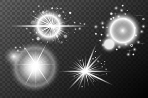 Set Light effect, Isolated flare, explosion glitter dust line solar flare spa Stock Illustration