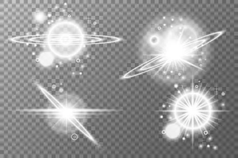 Set Light effect, Isolated flare, explosion glitter dust line solar flare spa Illustrazione stock