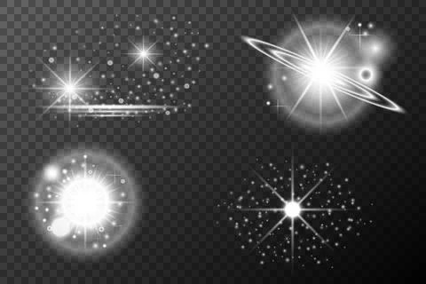 Set Light effect, Isolated flare, explosion glitter dust line solar flare spa Stock Illustration