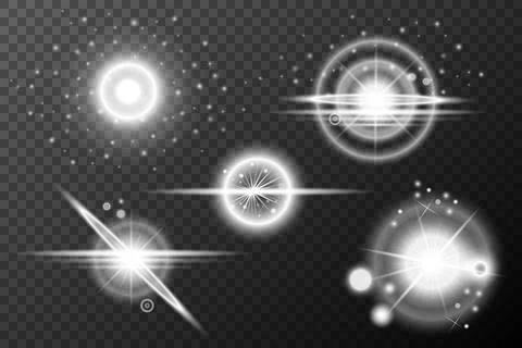 Set Light effect, Isolated flare, explosion glitter dust line solar flare spa Stock Illustration