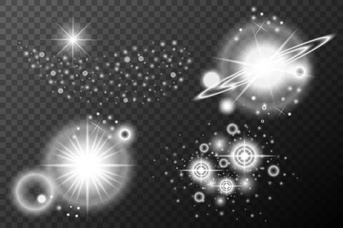 Set Light effect, Isolated flare, explosion glitter dust line solar flare spa Stock Illustration