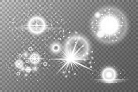 Set Light effect, Isolated flare, explosion glitter dust line solar flare spa Stock Illustration