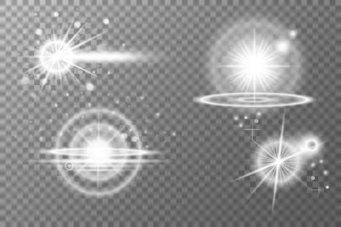 Set Light effect, Isolated flare, explosion glitter dust line solar flare spa Stock Illustration