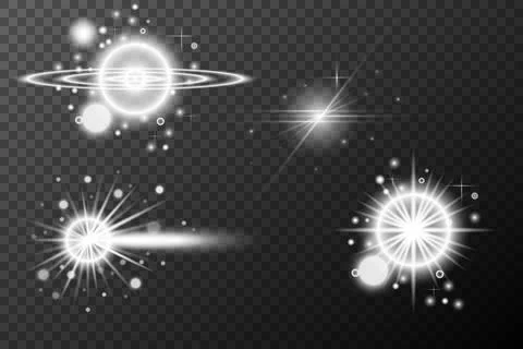 Set Light effect, Isolated flare, explosion glitter dust line solar flare spa Stock Illustration