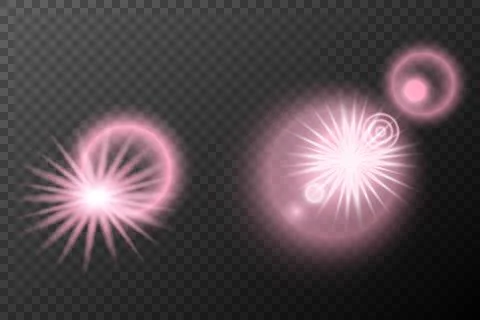 Set light effect Pink isolated flare explosion shiny dust line solar flare st Stock Illustration