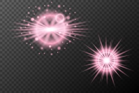 Set light effect Pink isolated flare explosion shiny dust line solar flare st Stock Illustration