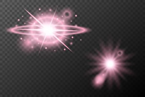 Set light effect Pink isolated flare explosion shiny dust line solar flare st Stock Illustration