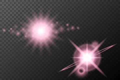 Set light effect Pink isolated flare explosion shiny dust line solar flare st Illustrazione stock