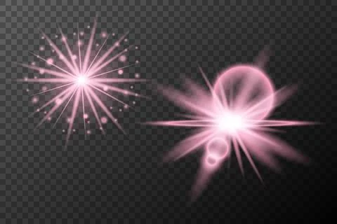 Set light effect Pink isolated flare explosion shiny dust line solar flare st Stock Illustration