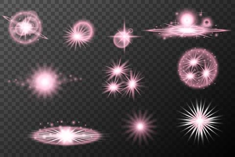 Set light effect Pink isolated flare explosion shiny dust line solar flare st イラスト素材