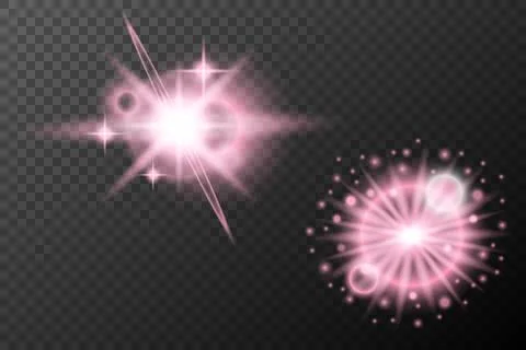 Set light effect Pink isolated flare explosion shiny dust line solar flare st Stock Illustration