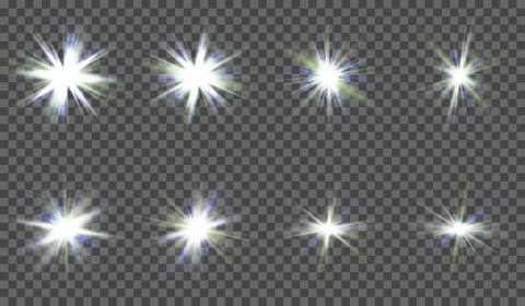 A set of light effects for design. Each element in a separate layer Stock Illustration