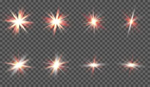 A set of light effects for design. Each element in a separate layer Stock Illustration