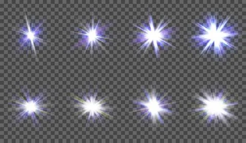 A set of light effects for design. Each element in a separate layer Stock Illustration