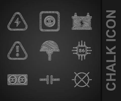 Set Light emitting diode, Electric circuit scheme, Processor with microcircuits Stock Illustration