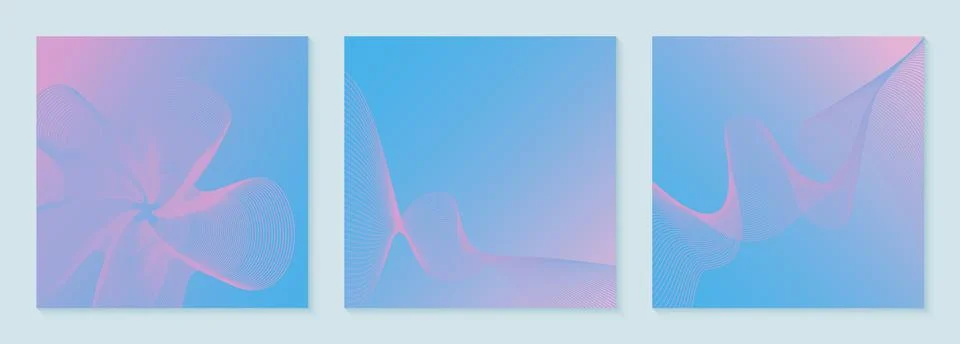 Set of Light geometric background with wave lines Stock Illustration