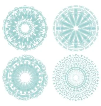 A set of light green circle lace patterns Stock Illustration