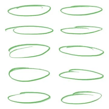 Set of light green oval vector highlighter elements Stock Illustration