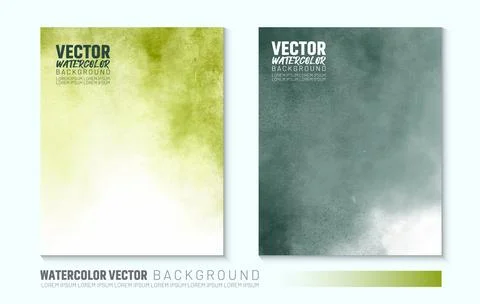 Set of light green vector watercolor backgrounds Stock Illustration