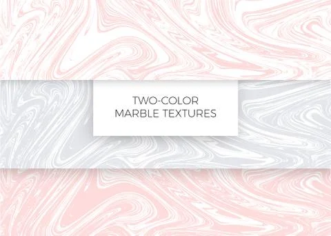 Set of light pink and gray marble textures. Vector backgrounds. 库存插图