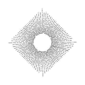 Set of light rays, sunburst and rays of sun. Design elements, linear drawing, Stock Illustration
