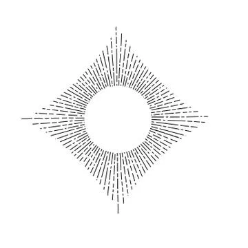 Set of light rays, sunburst and rays of sun. Design elements, linear drawing, Stock Illustration
