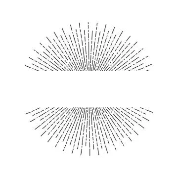 Set of light rays, sunburst and rays of sun. Design elements, linear drawing, Stock Illustration