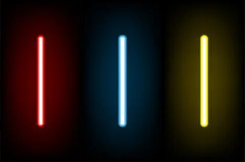 Set light red and blue, yellow neon letter I, vector illustration Stock Illustration