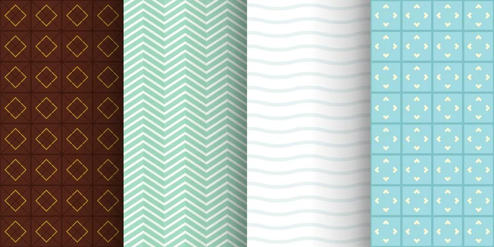 Set of light vintage seamless pattern backs Stock Illustration