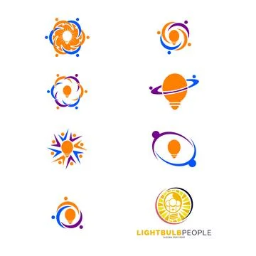 Set of Lightbulb People Group Icon Vector Logo Template Illustration Design Stock Illustration