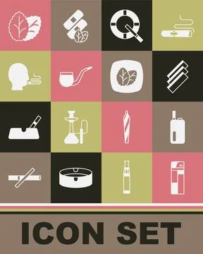 Set Lighter, Electronic cigarette, Cigarette rolling papers, Ashtray with, No Stock Illustration