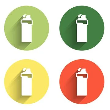 Set Lighter icon isolated with long shadow background. Color circle button... Stock Illustration