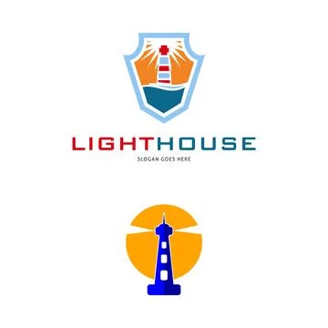 Set of Lighthouse Icon Vector Logo Template Illustration Design Stock Illustration