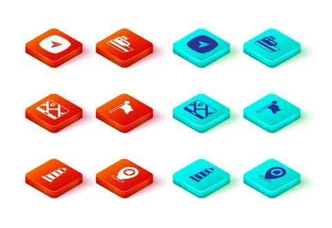 Set Lighthouse, Location with, City map navigation, marker, Ship line path and Stock Illustration