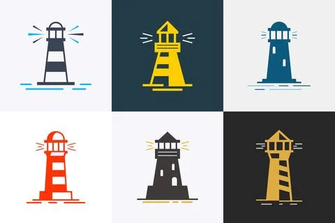 Set of Lighthouse logo Stock Illustration