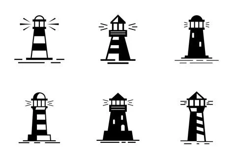 Set of Lighthouse logo 스톡 일러스트