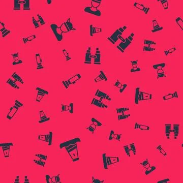 Set Lighthouse, Viking head, Flashlight and Binoculars on seamless pattern Stock Illustration