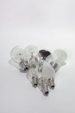 Set lighting bulbs of different type with different base size Stock Photos