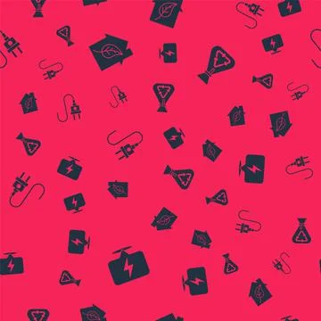 Set Lightning bolt, Eco friendly house, Electric plug and Garbage bag with 스톡 일러스트