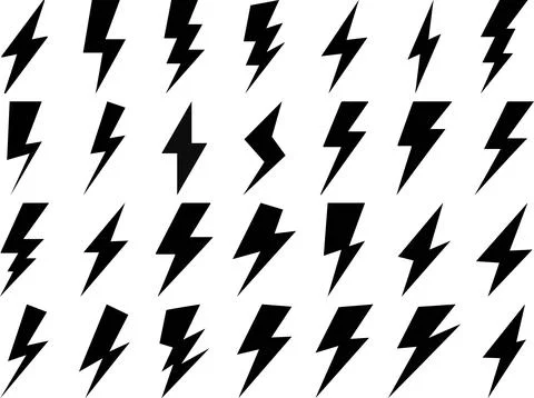 Set of Lightning Bolt Icons Representing Energy and Power Stock Illustration