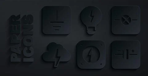 Set Lightning bolt, Lamp electronic circuit, Cloud and lightning, DC voltage イラスト素材