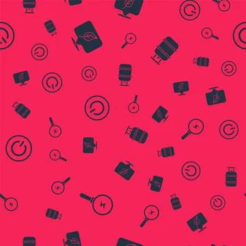 Set Lightning bolt, Location with leaf, Power button and Propane gas tank on 스톡 일러스트