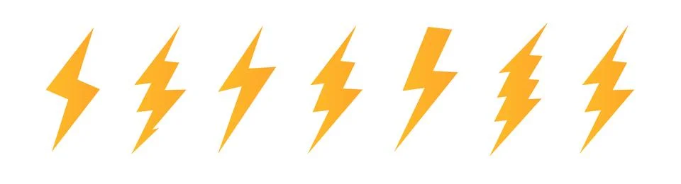 Set Lightning bolt. Thunderbolt, lightning strike. flat style vector Stockillustratie
